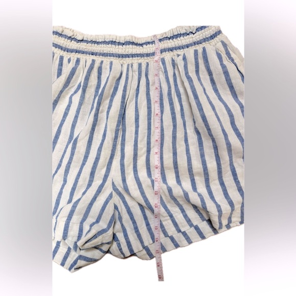 AVA & VIV Linen Viscose Blue and White Striped Shorts - Picture 3 of 8